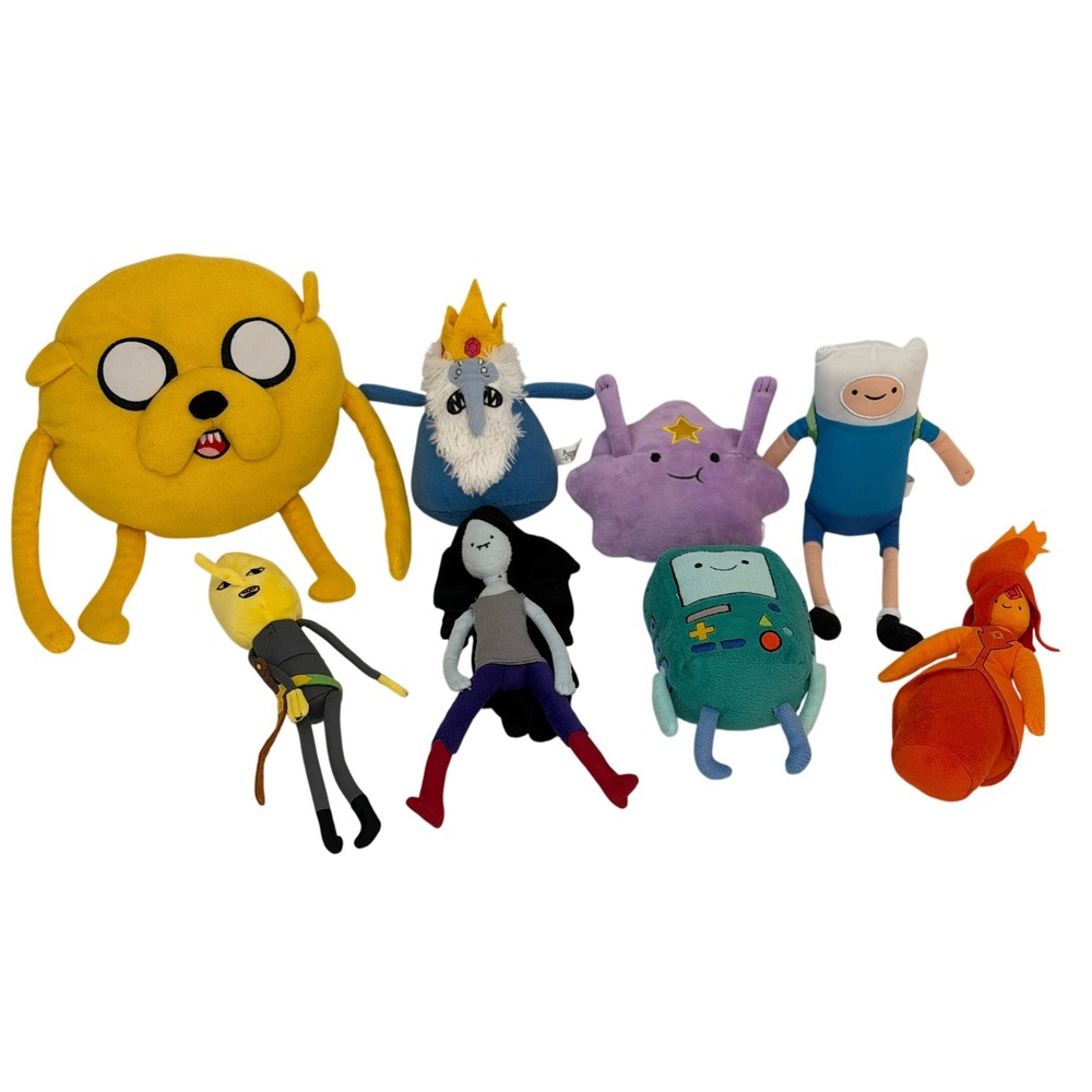 Adventure Time Plush Lot Finn Jake Marceline BMO Ice King LSP Lemongrab Set
